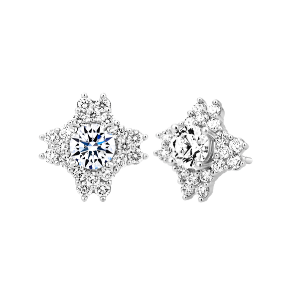 Hoa tai kim cương tấm vàng 14K Primacy 3C