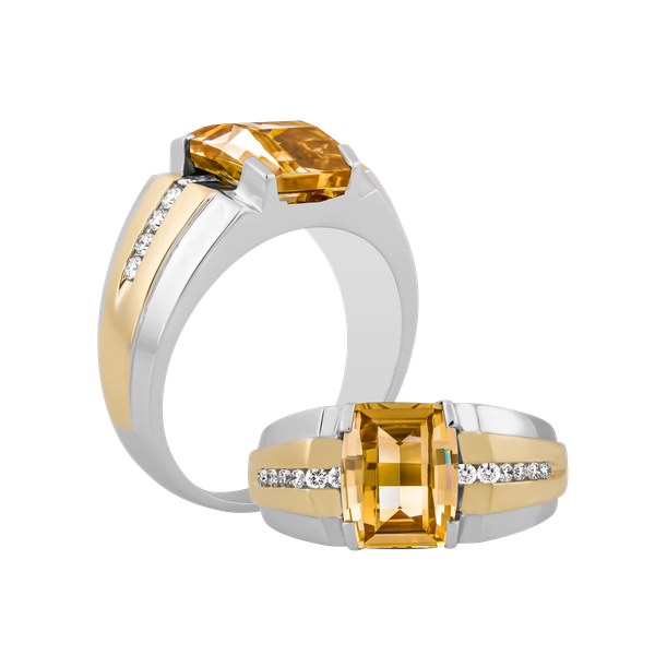 Nhẫn nam kim cương tấm vàng 14K Collin S.CHA WY