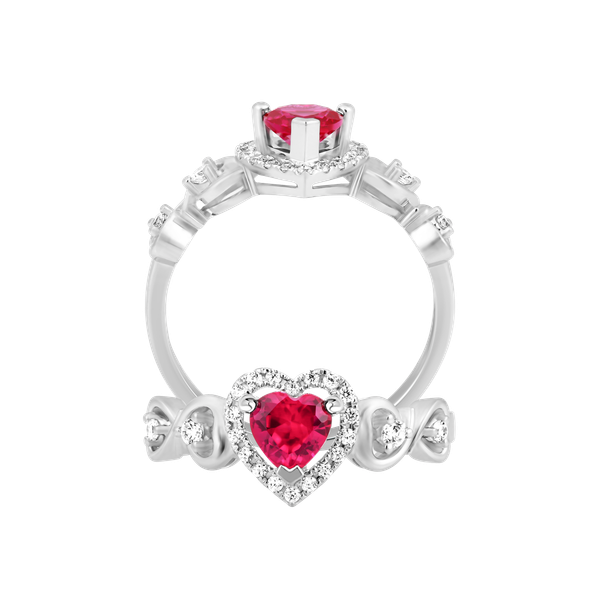 Nhẫn nữ đính đá màu Ruby vàng 14K Valenting S.RUB