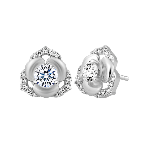 Hoa tai kim cương 8 Hearts & Arrows vàng 14K Rosace H&A 2C GVER0091523