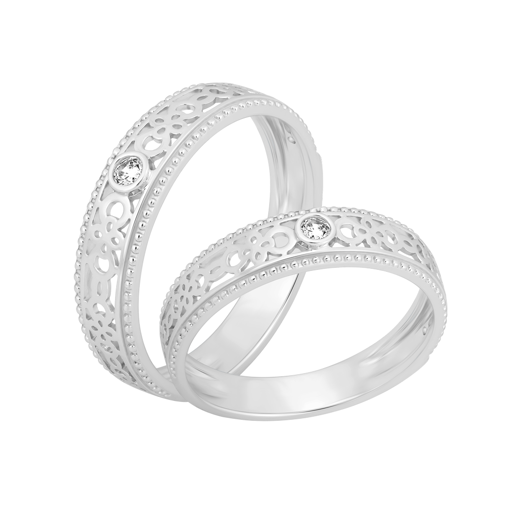 Nhẫn cưới nam đính đá CZ vàng 10K Doublet M