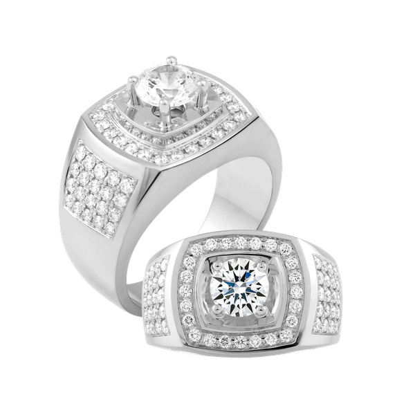Nhẫn nam kim cương tấm vàng 14K Rollsing 1.5CT W