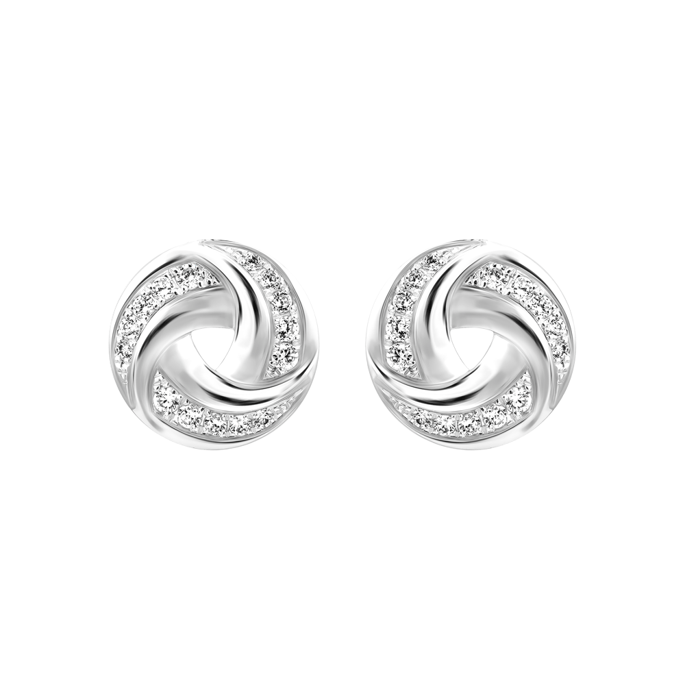 Hoa tai đính đá CZ vàng 10K Vortexing