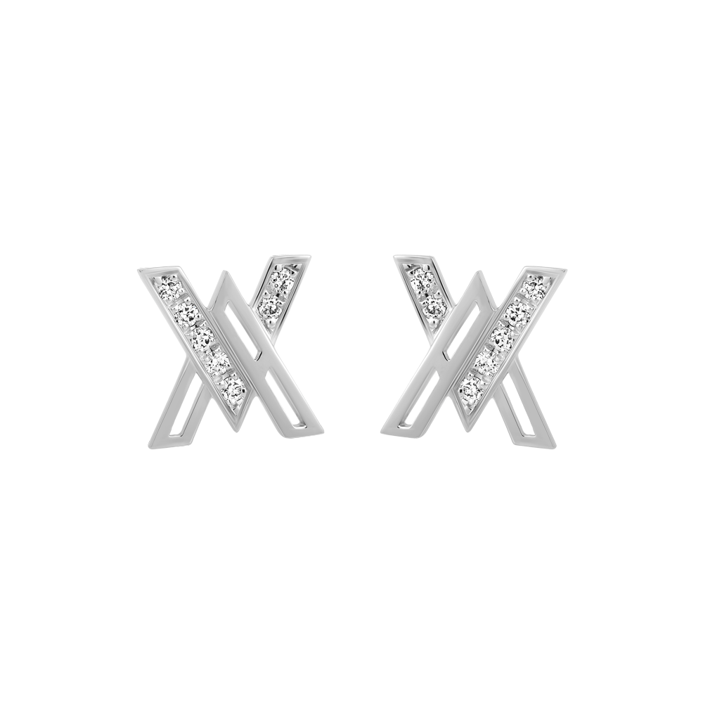 Hoa tai kim cương viên vàng 14K Xavia D