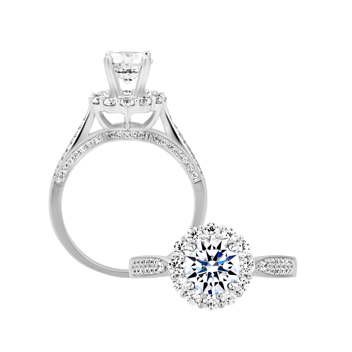 Ổ nhẫn nữ kim cương tấm vàng 18K Besim N 1CT