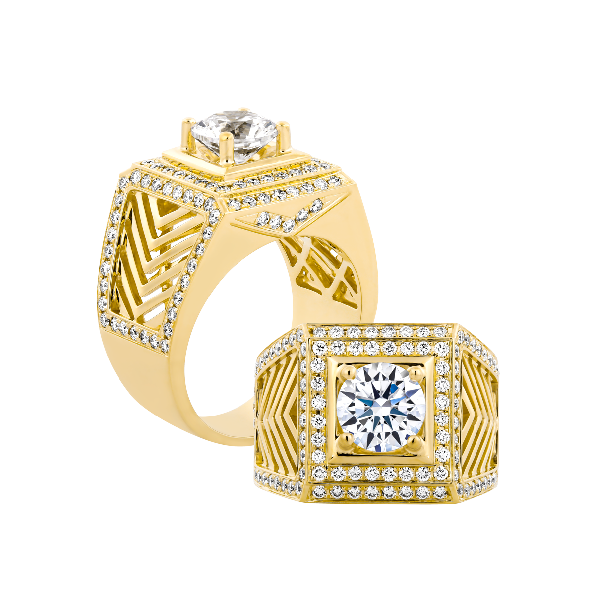 Nhẫn nam kim cương tấm vàng 14K Bugetta 2CT Y GVRG0229809