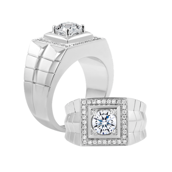 Nhẫn nam kim cương tấm vàng 14K Huracan 2CT W GVRG0211635