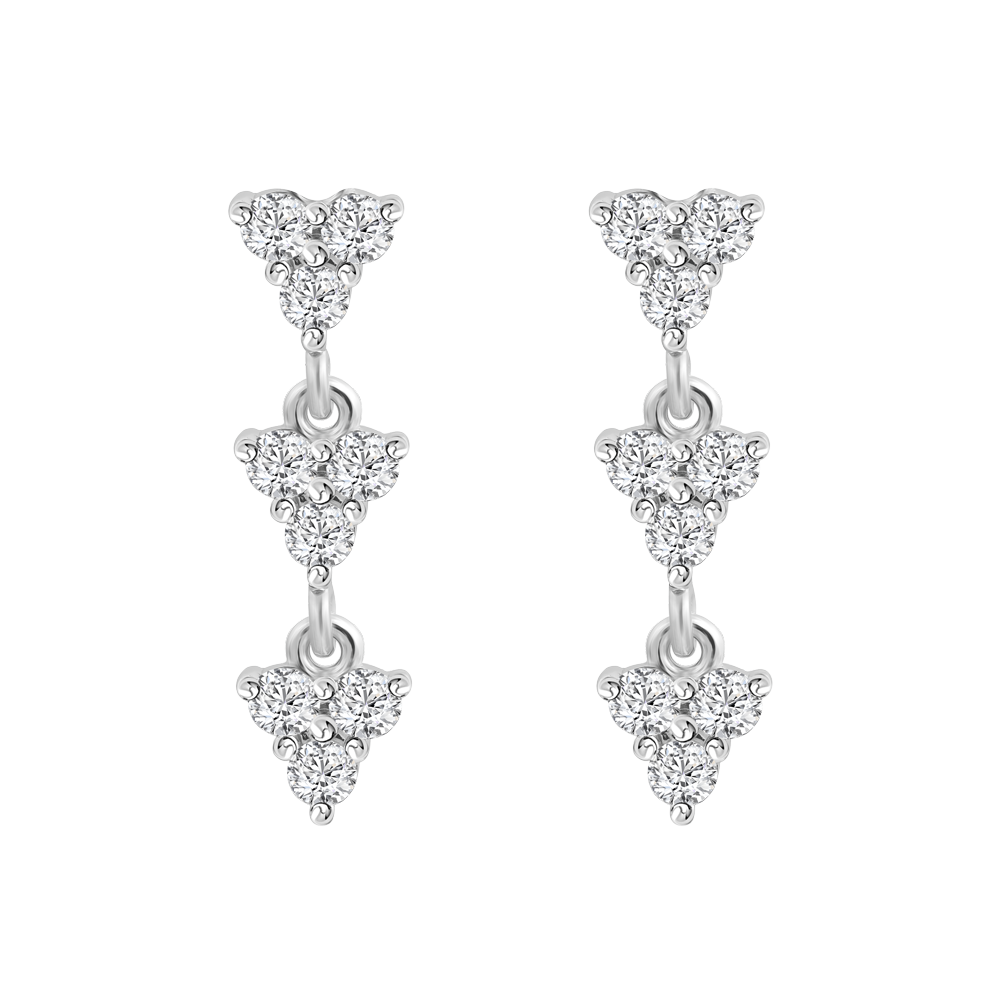 Hoa tai đính đá CZ vàng 14K Fancily