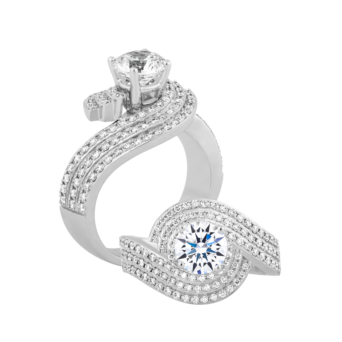 Nhẫn nữ kim cương tấm vàng 14K Zigzagging N 1.5CT