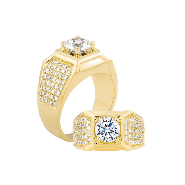 Nhẫn nam kim cương tấm vàng 14K A8 N 2CT Y