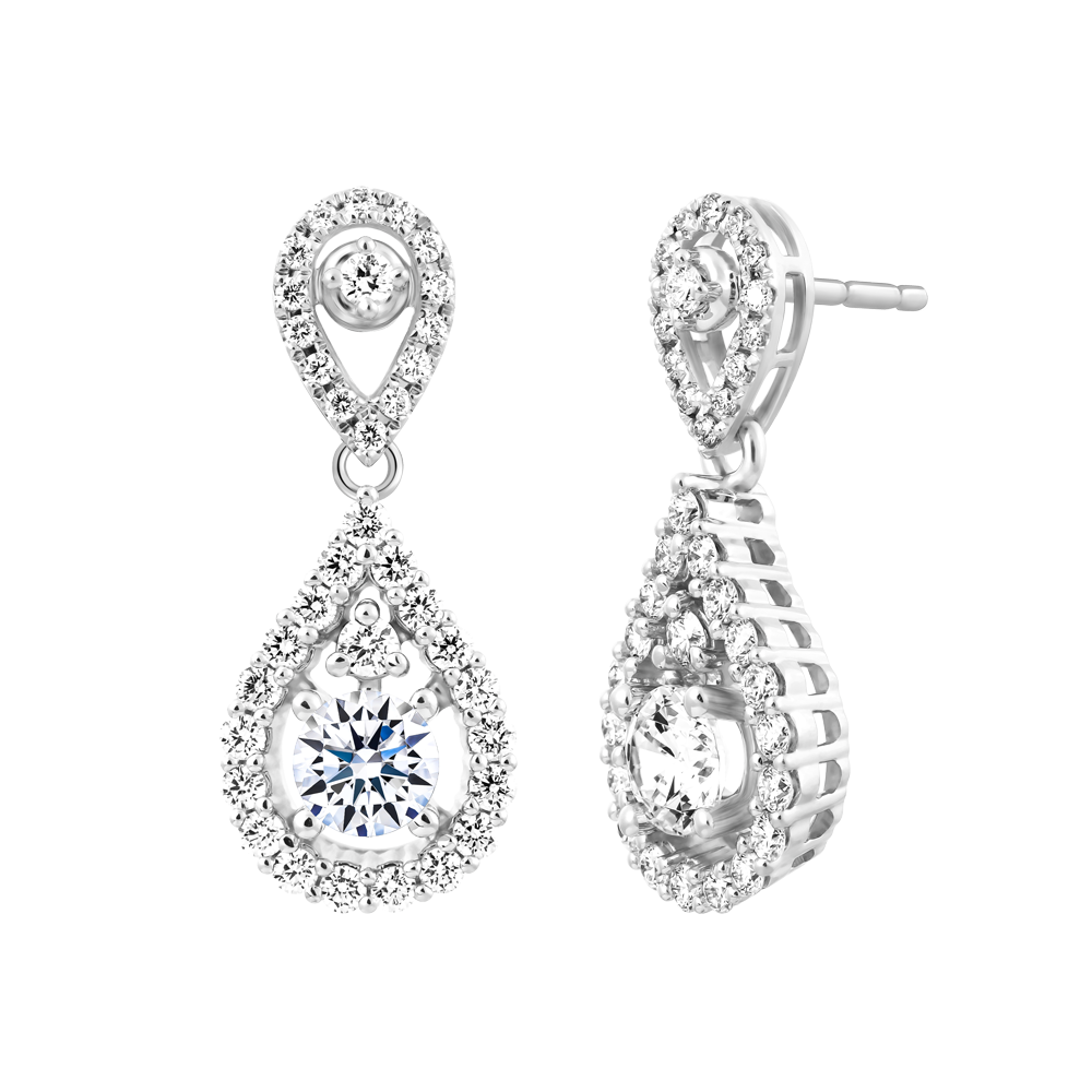 Hoa tai kim cương tấm vàng 14K Gleaming 3C