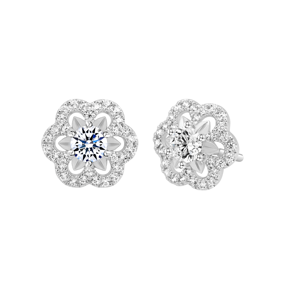 Hoa tai đính đá CZ vàng 18K Cherish V2