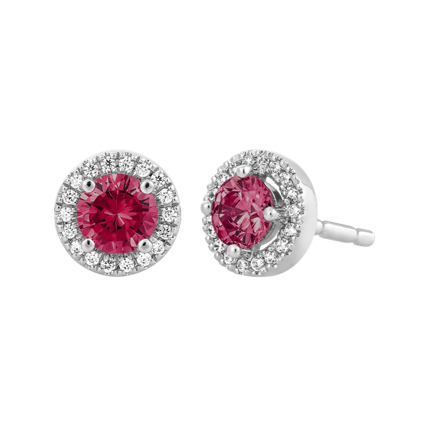 Hoa tai đính đá màu Ruby vàng 10K Waddle RD S.RUB