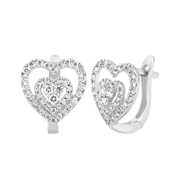 Hoa tai đính đá CZ vàng 14K Heartens