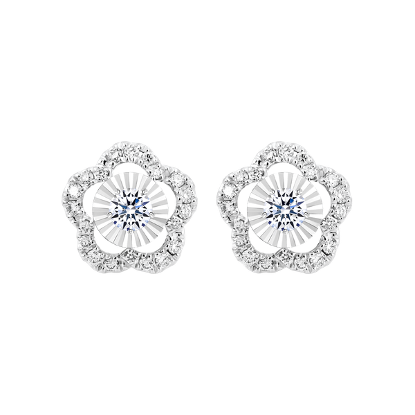 Hoa tai kim cương 8 Hearts & Arrows vàng 14K Blooming V2 H&A 2C