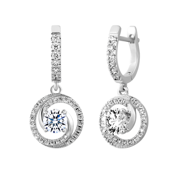 Hoa tai kim cương tấm vàng 14K Circular L 5C