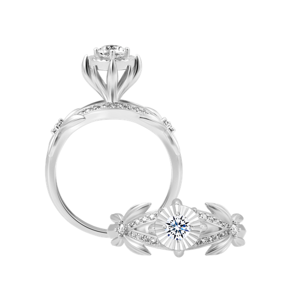 Nhẫn nữ kim cương 8 Hearts & Arrows vàng 14K Cinta V2 H&A 2C GVRG0281333