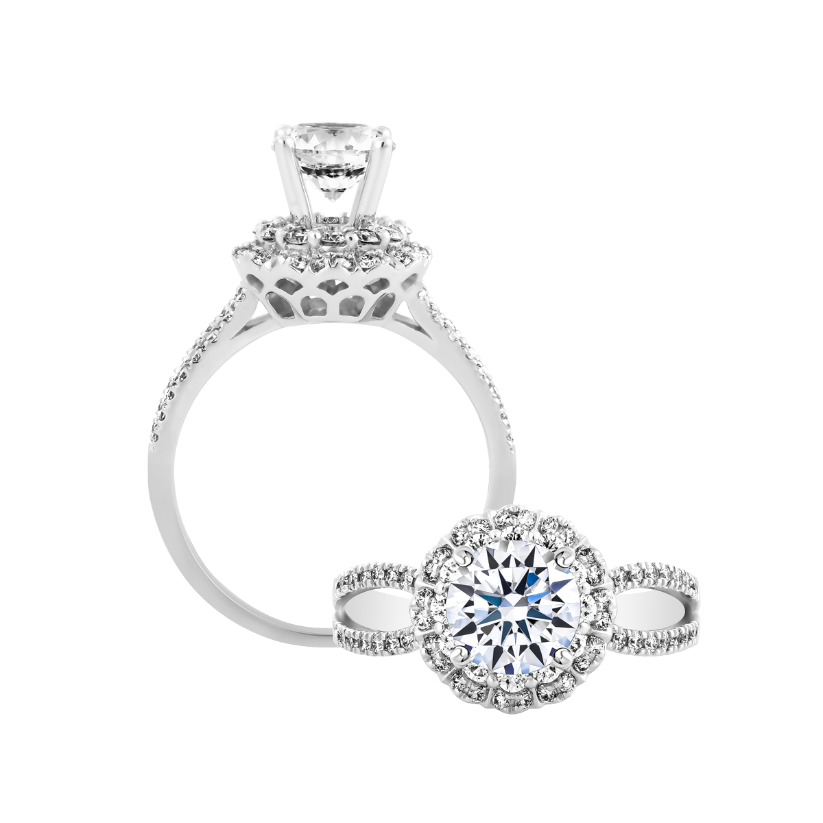 Nhẫn nữ kim cương tấm vàng 14K Akina 1CT