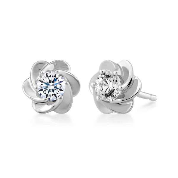 Hoa tai đính đá CZ vàng 14K Camelia NS 5C