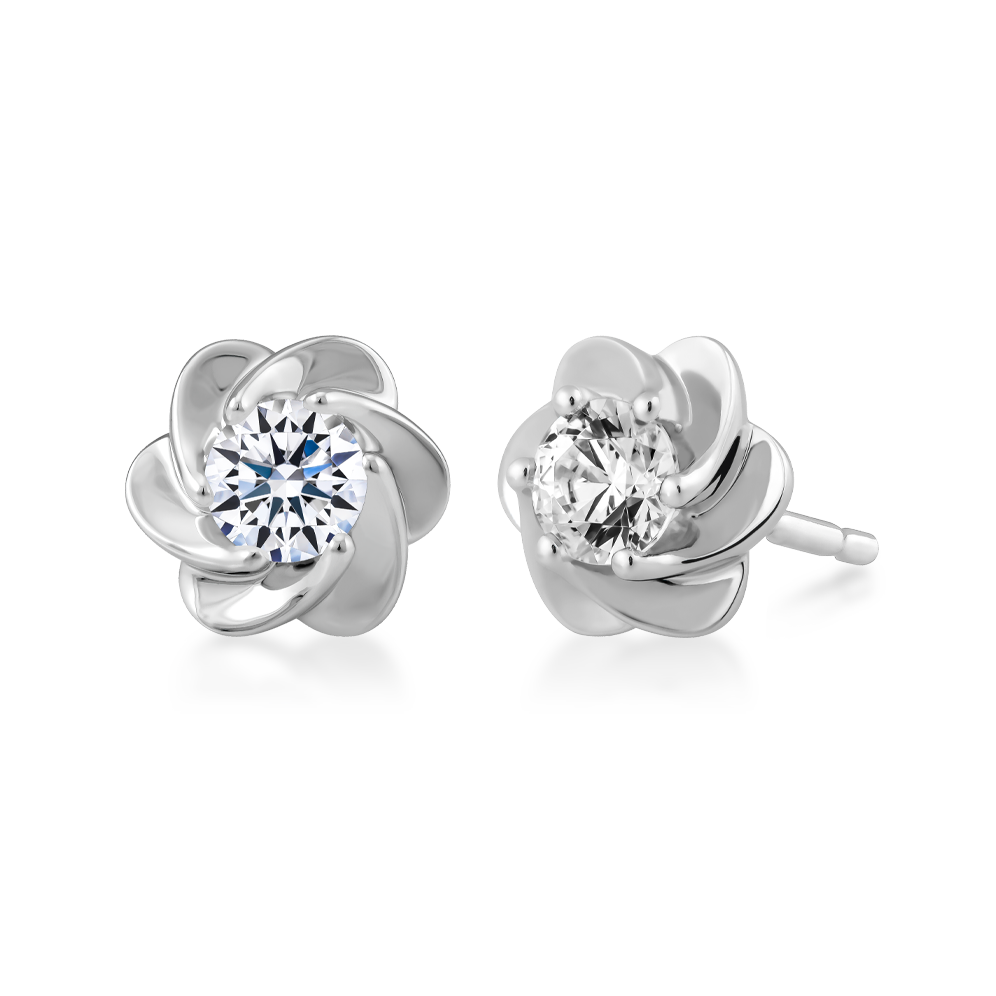 Hoa tai đính đá CZ vàng 14K Camelia NS 5C