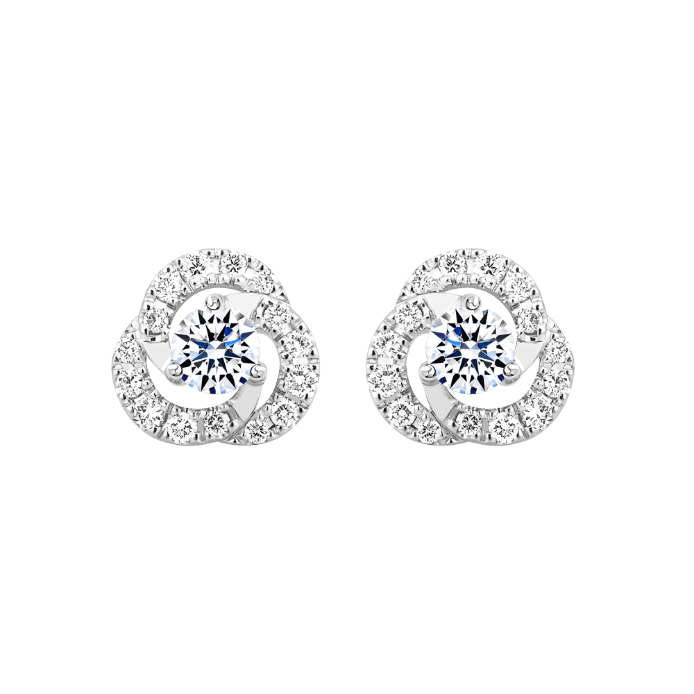 Hoa tai kim cương vàng 14K Mossy 8p