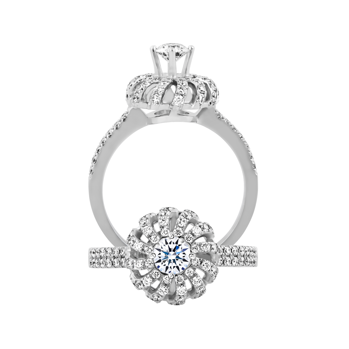 Nhẫn nữ kim cương 8 Hearts & Arrows vàng 14K Nadia N H&A 2C