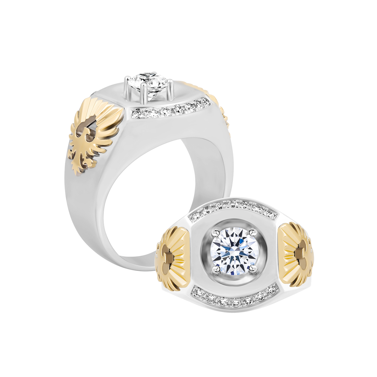 Nhẫn nam kim cương tấm vàng 14K Ferris V2 1.5CT WY