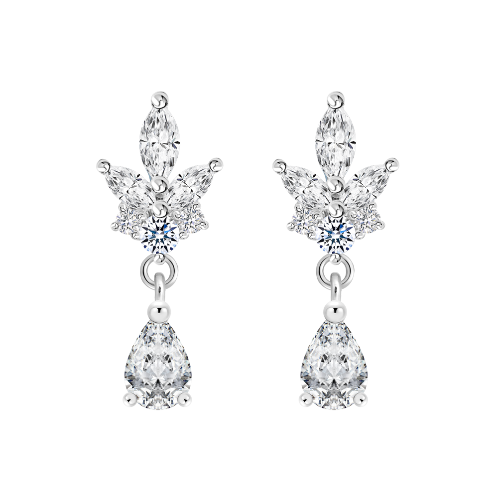 Hoa tai đính đá CZ vàng 14K Empricing