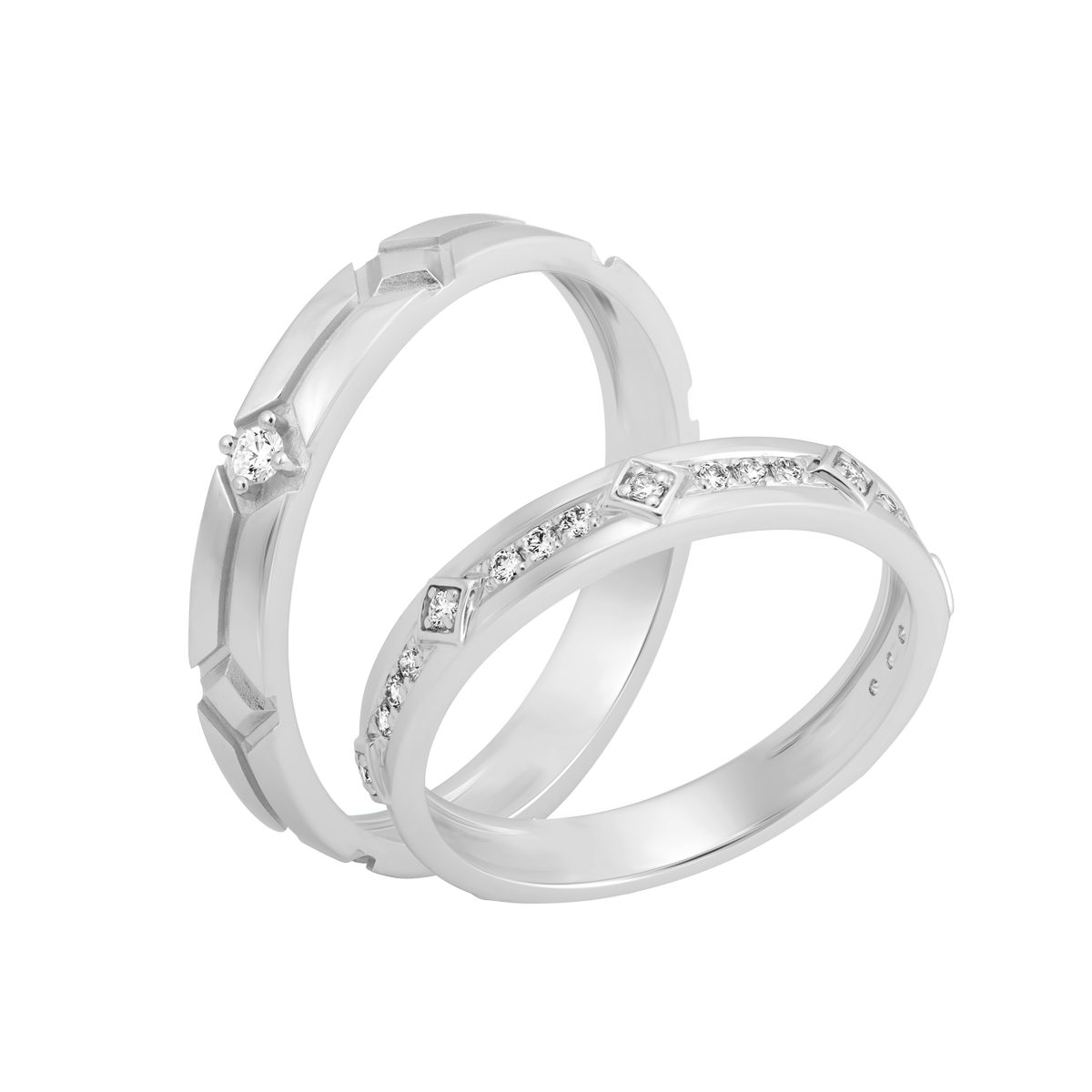 Nhẫn cưới nữ kim cương viên vàng 14K Entirety F