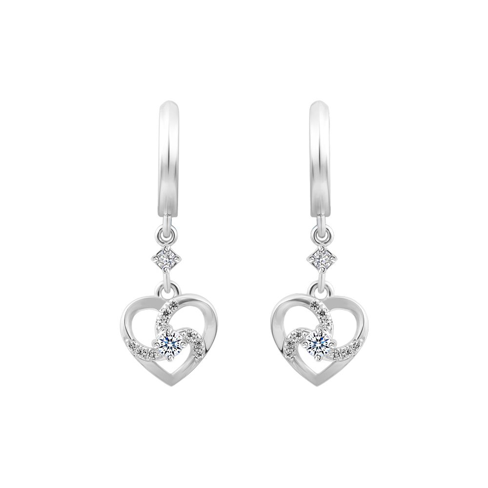 Hoa tai kim cương viên vàng 14K Glowing heart