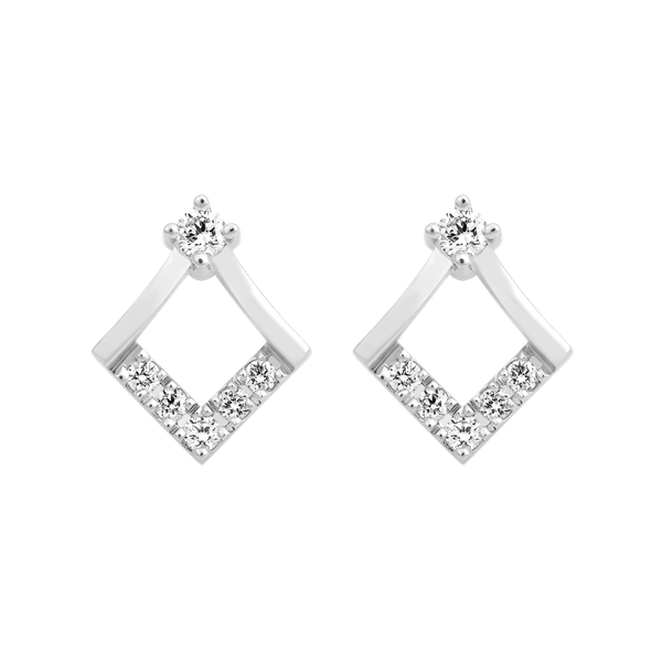 Hoa tai kim cương viên vàng 14K Graining