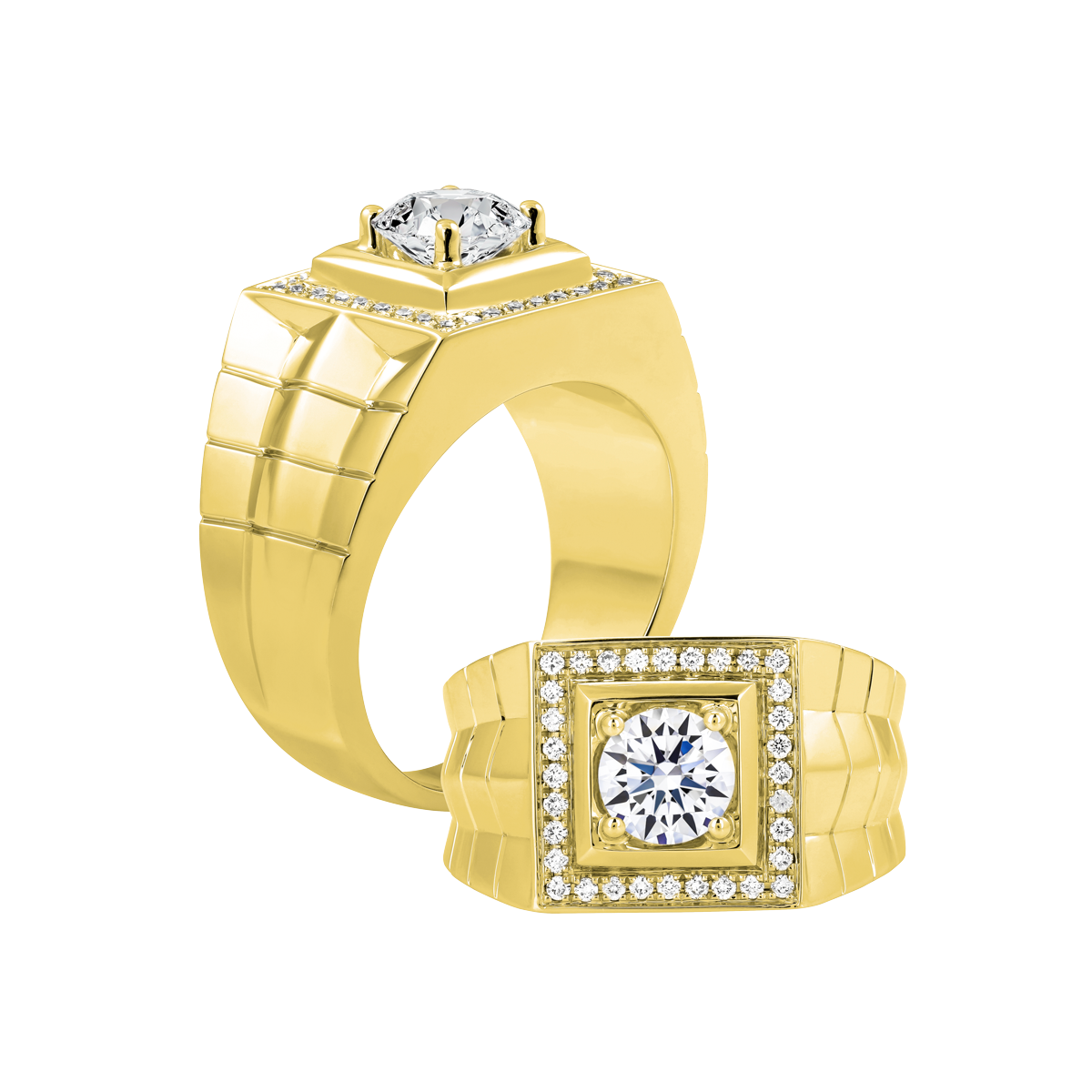 Nhẫn nam kim cương tấm vàng 14K Huracan 5C Y GVRG0170160