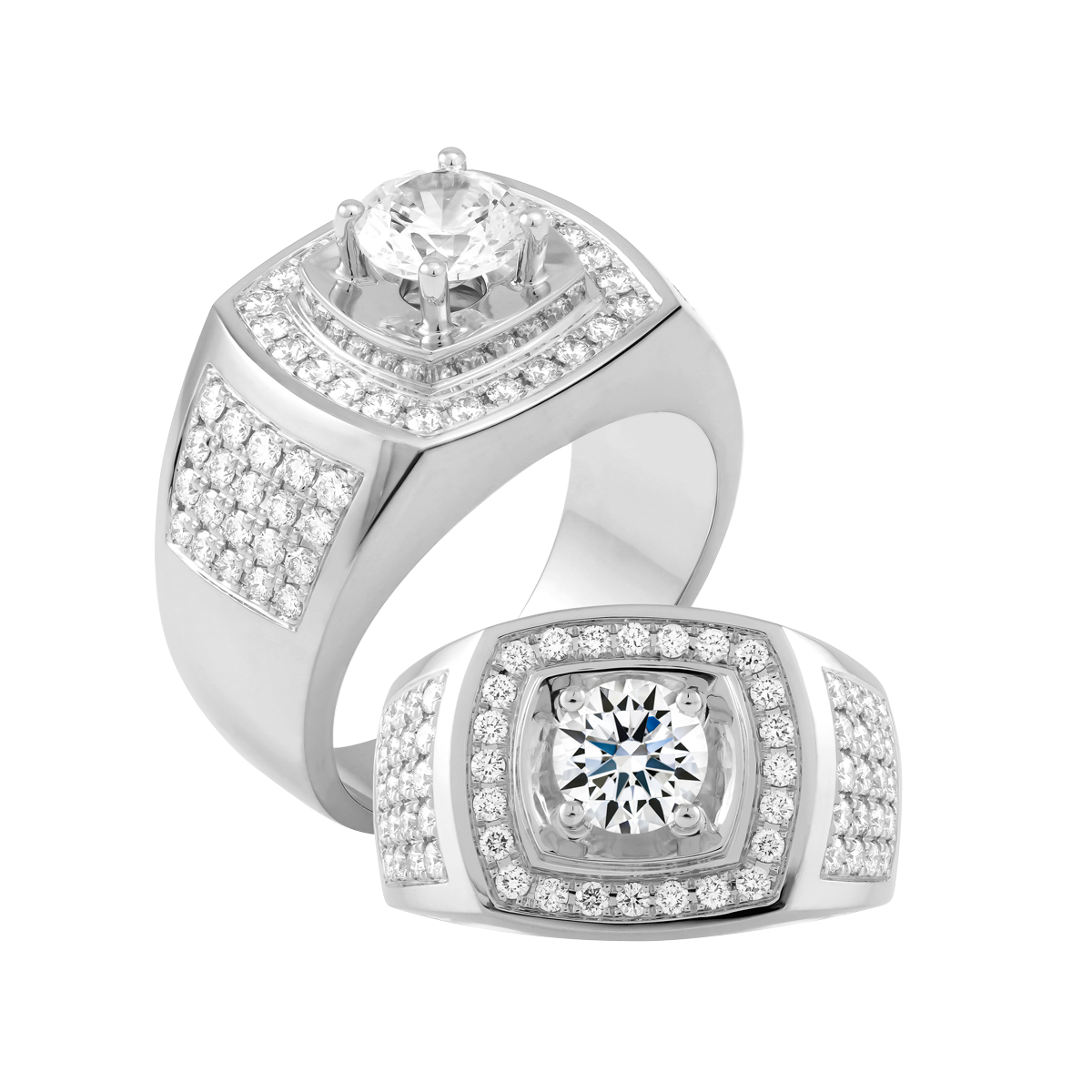 Nhẫn nam kim cương tấm vàng 14K Rollsing 1CT W