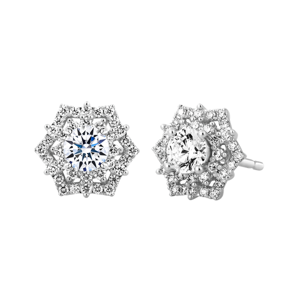 Hoa tai kim cương 8 Hearts & Arrows vàng 14K Elvira H&A 3C GVER0091975