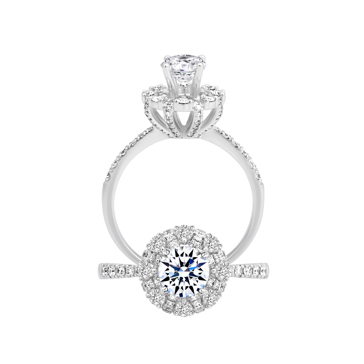 Ổ nhẫn nữ kim cương tấm vàng 14K Chubby N 5C
