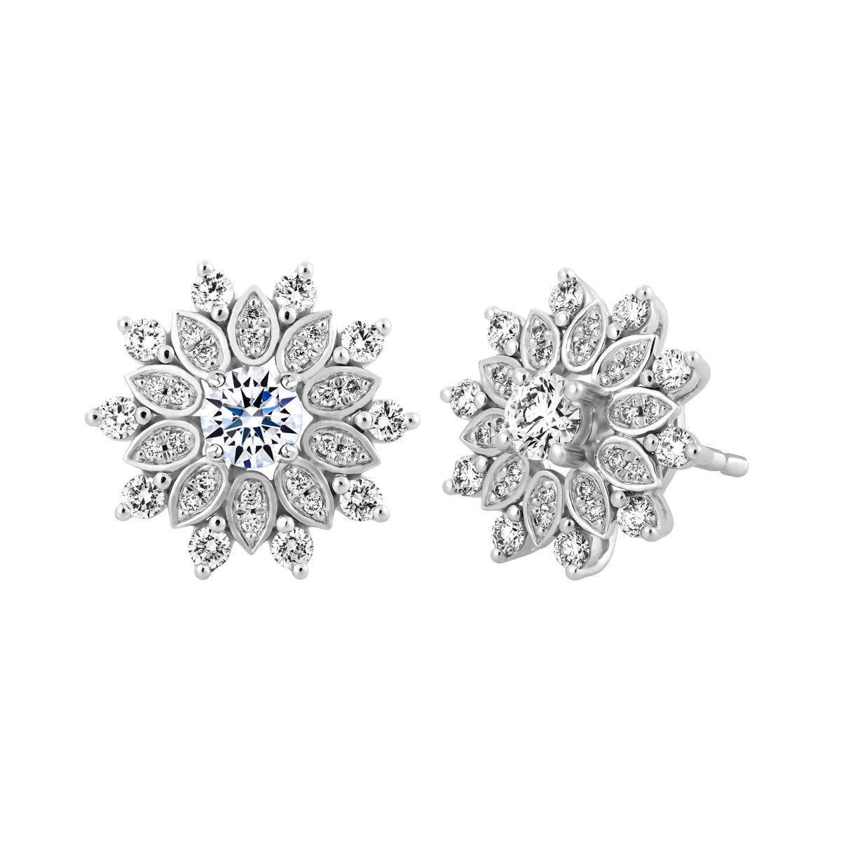 Hoa tai kim cương 8 Hearts & Arrows vàng 14K Radiance H&A 2C