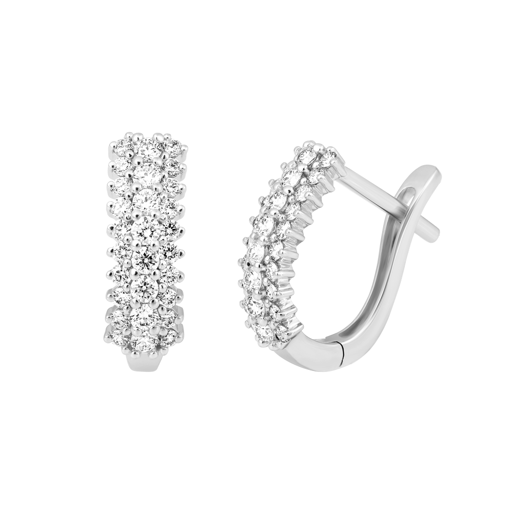 Hoa tai kim cương viên vàng 14K Certify V2