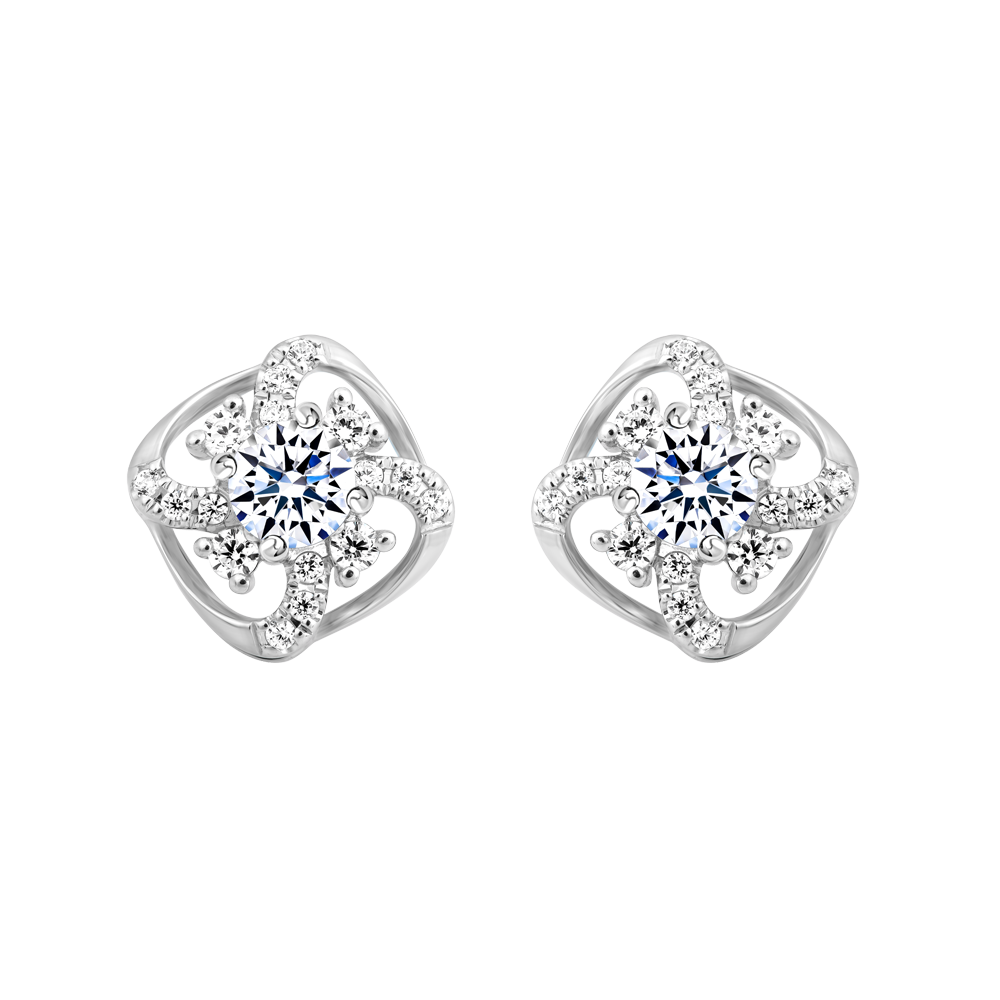 Hoa tai đính đá CZ vàng 18K Naila 2C