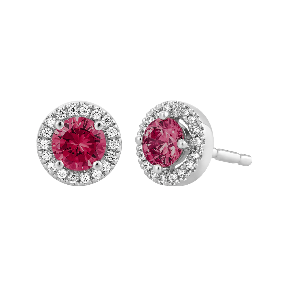 Hoa tai đính đá màu Ruby vàng 10K Waddle N5C S.RUB