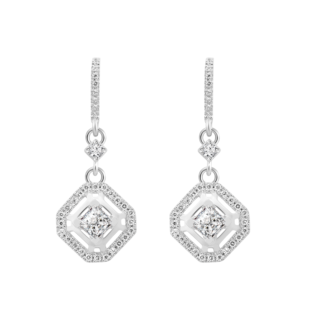 Hoa tai đính đá CZ vàng 18K Guardy L 1C