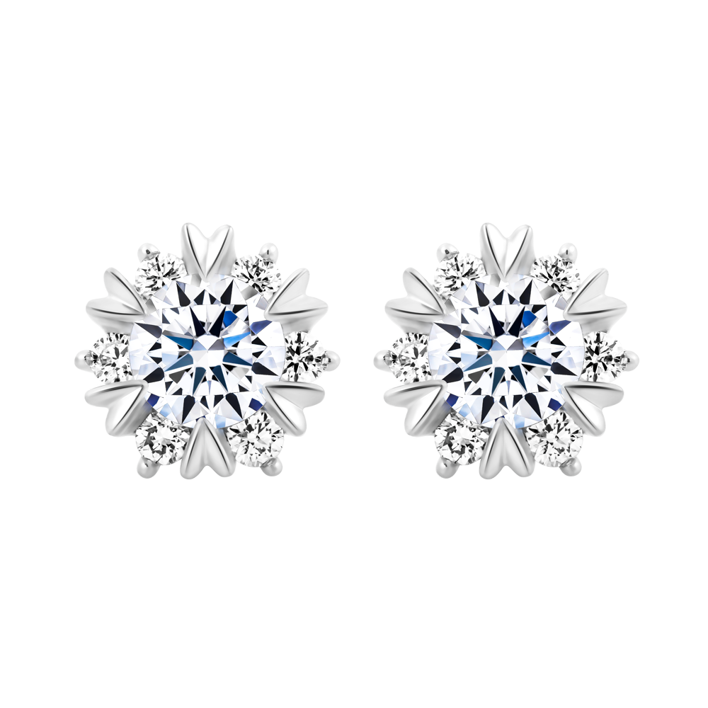 Hoa tai kim cương viên vàng 14K Jamina GIA 3C GVER0100993M