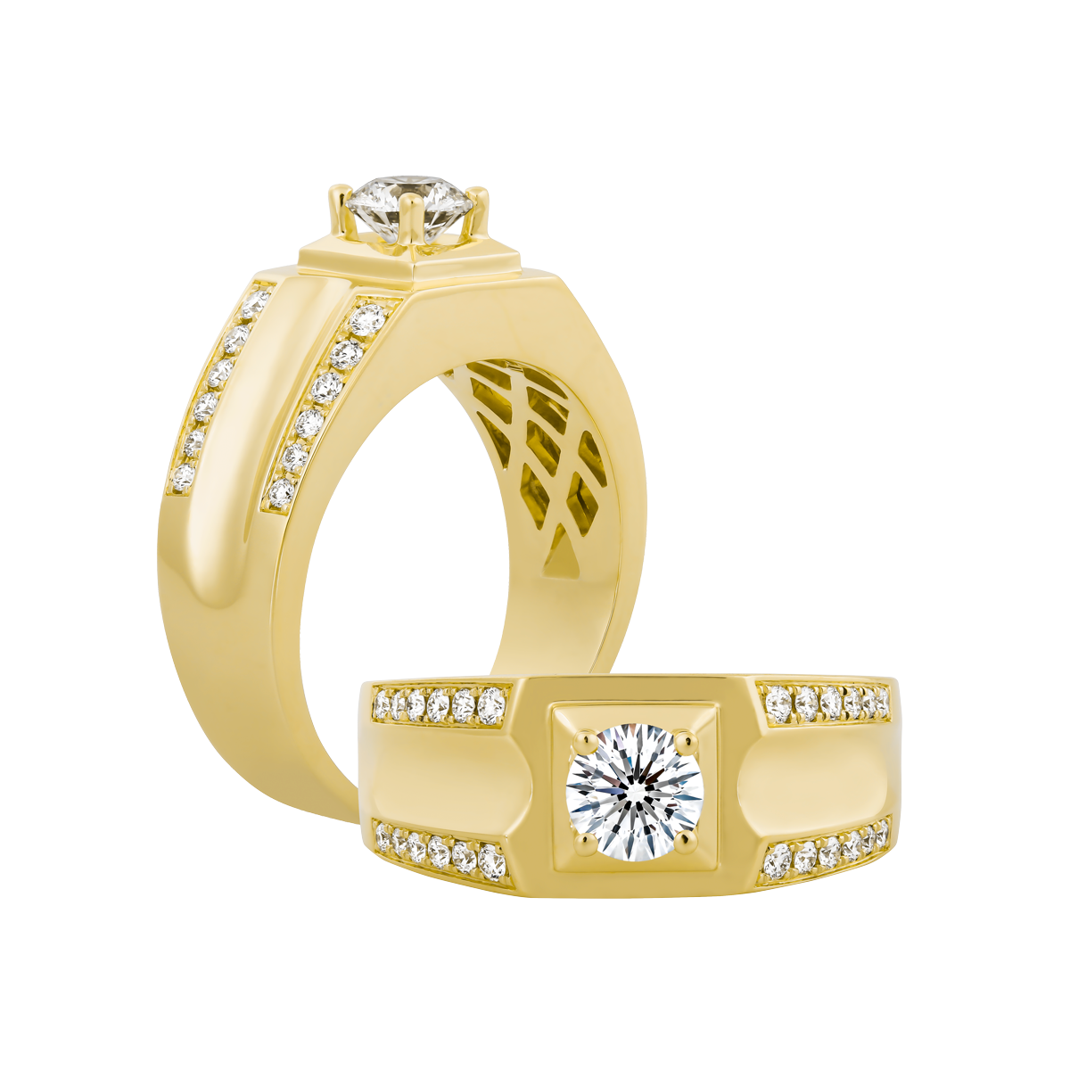 Ổ nhẫn nam kim cương tấm vàng 14K Martines 5C Y