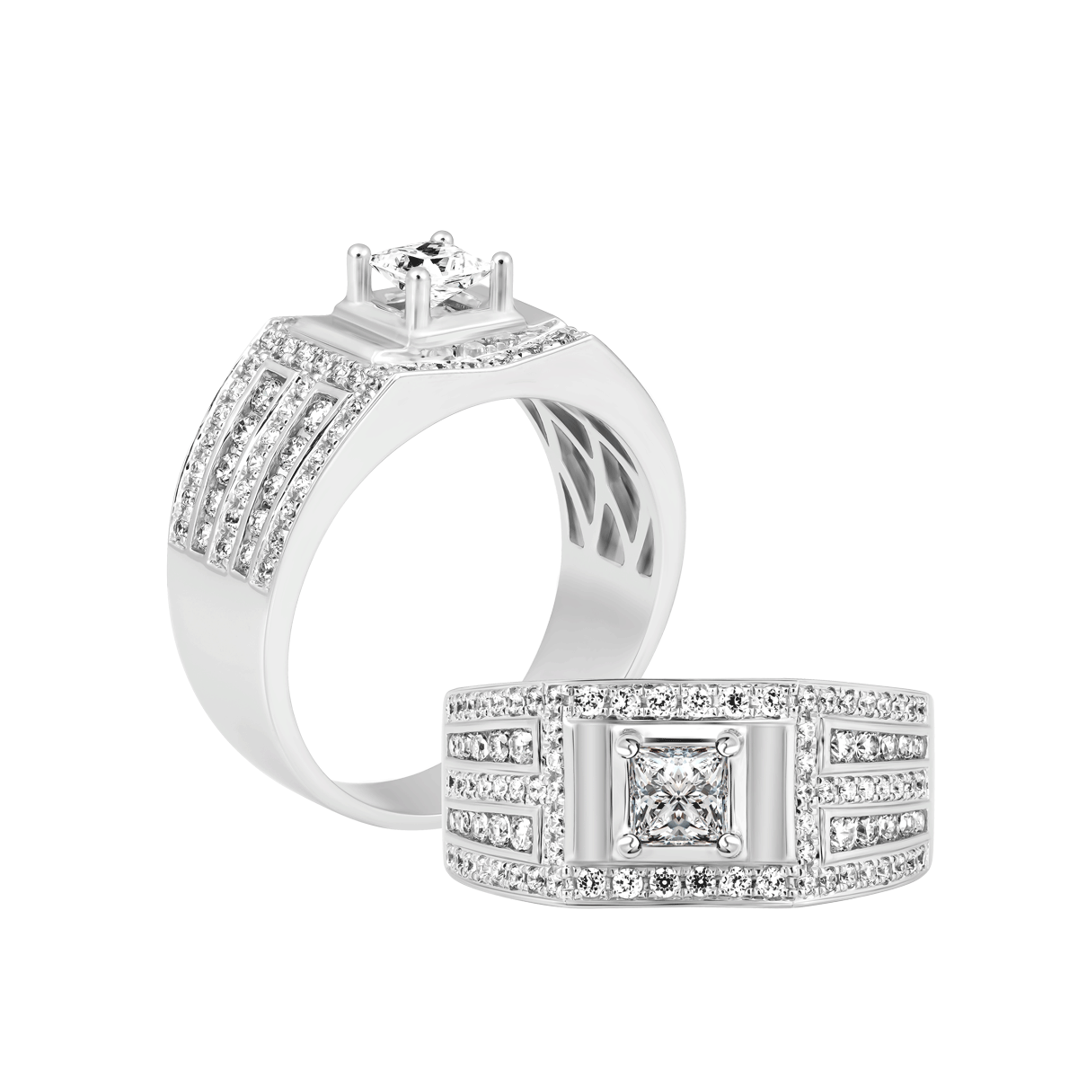 Nhẫn nam đính đá CZ vàng 10K Brian PR 2C W