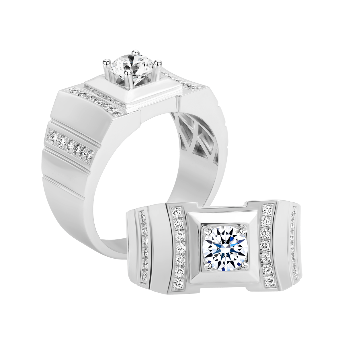 Nhẫn nam kim cương tấm vàng 14K Resilying 5C W