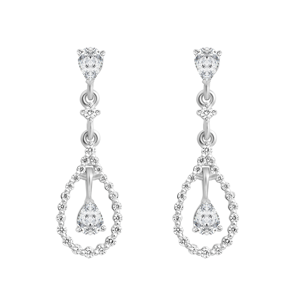 Hoa tai đính đá CZ vàng 18K Shinie