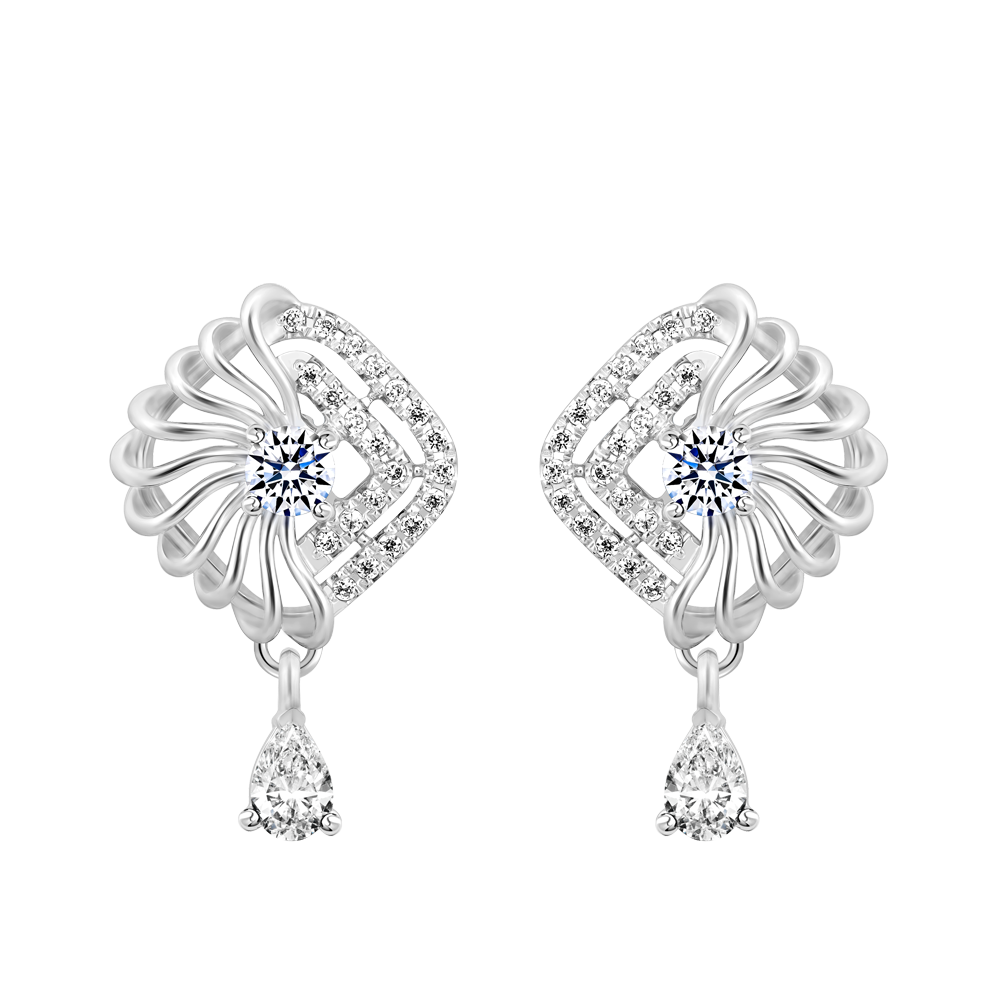 Hoa tai đính đá CZ vàng 10K Doki PE