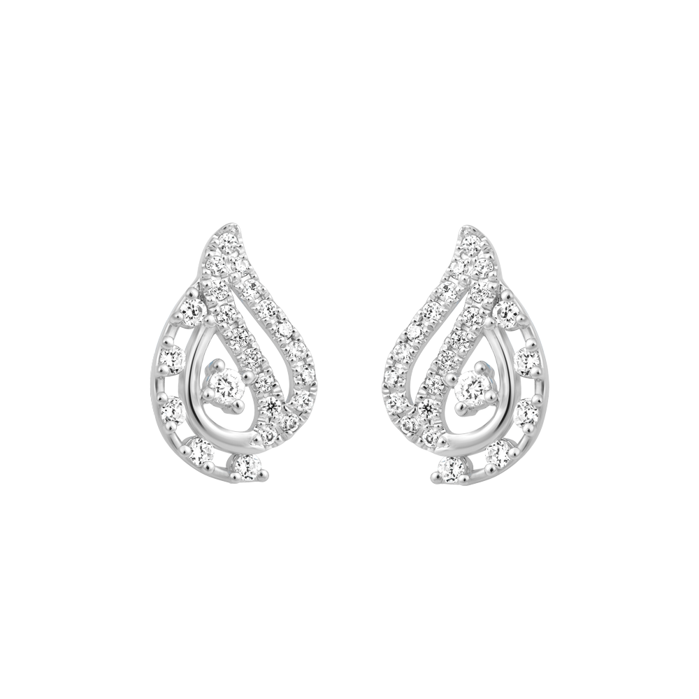Hoa tai đính đá CZ vàng 18K Dewdrop