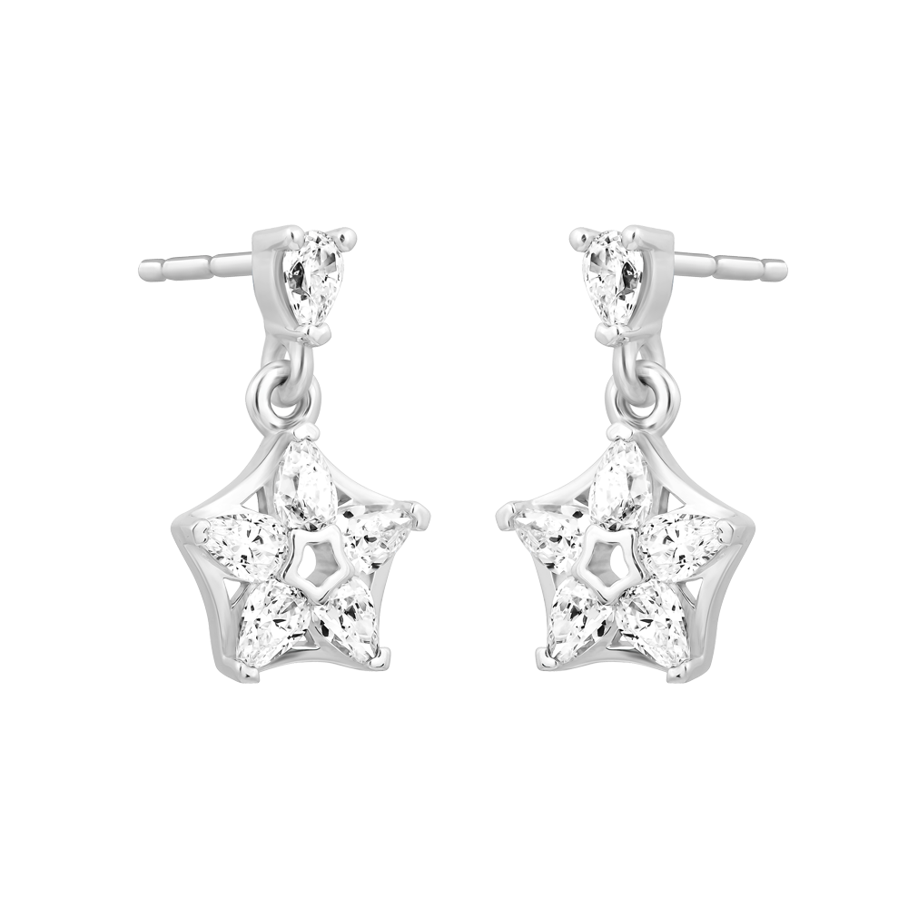 Hoa tai đính đá CZ vàng 14K Starfall