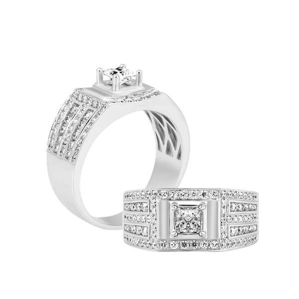 Nhẫn nam đính đá CZ vàng 10K Brian PR 2C W