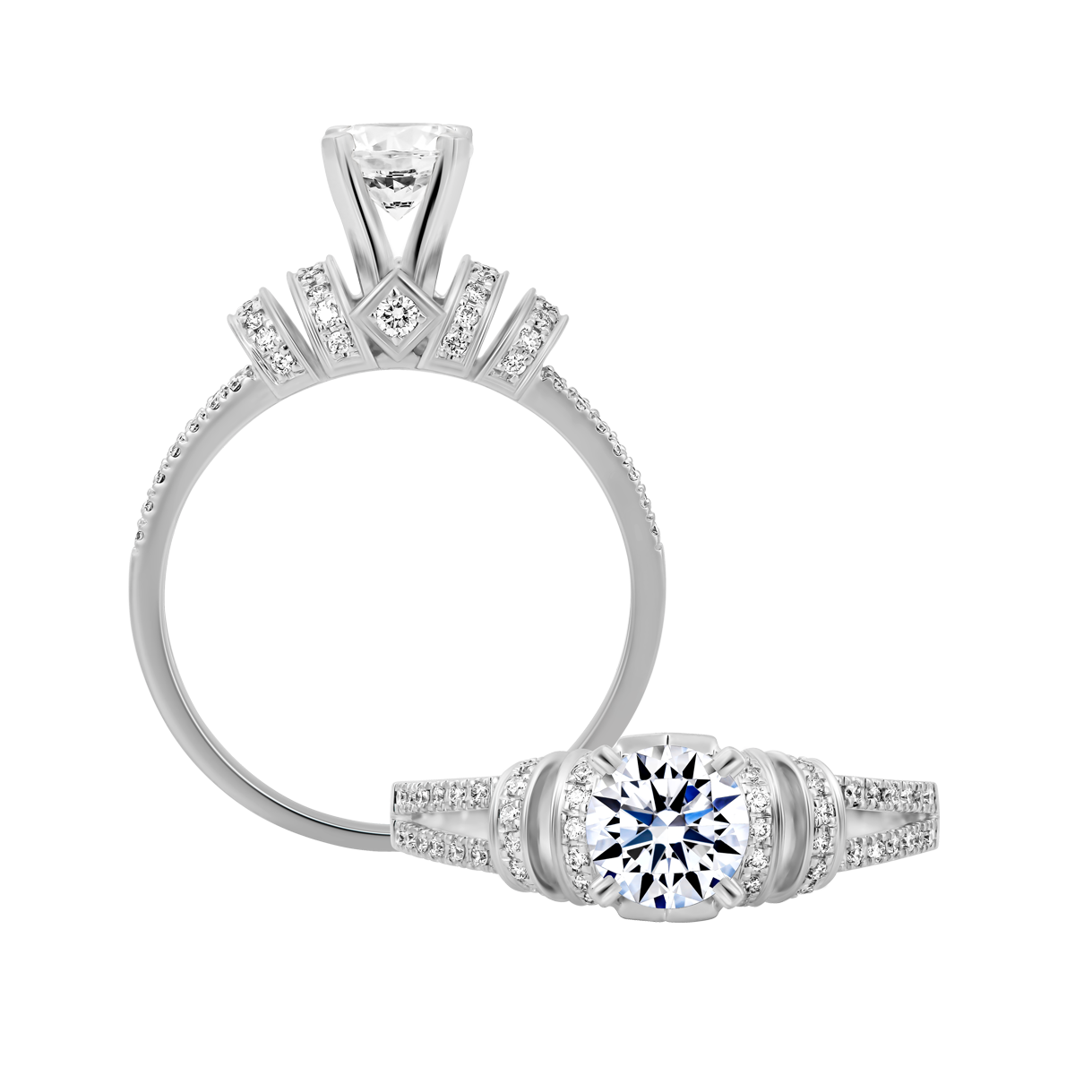 Nhẫn nữ kim cương tấm vàng 14K Almighty N 3C